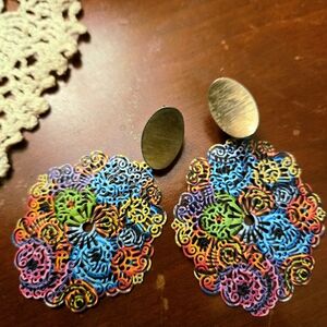 Rainbow Floral Cutout Drop Earrings
